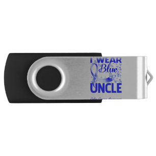 I Wear Blue For My Uncle Colon Cancer Awareness Flash Drive