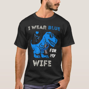 I Wear Blue For My Wife T Rex Dino Diabetes Awaren T-Shirt