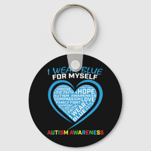 I wear blue for myself autism awareness gifts appa keychain