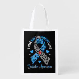 I Wear Blue For Someone I Love Type 1 Diabetes Awa Grocery Bag