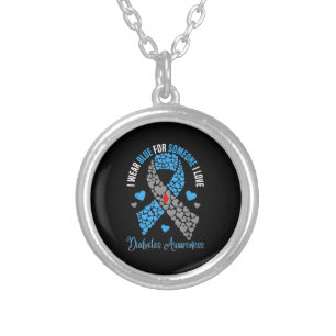 I Wear Blue For Someone I Love Type 1 Diabetes Awa Silver Plated Necklace