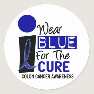 I Wear Blue For The Cure 9 COLON CANCER T-Shirts Classic Round Sticker