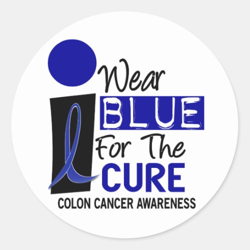 I Wear Blue For The Cure 9 COLON CANCER T_Shirts Classic Round Sticker