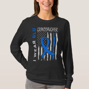 I Wear Blue Granddaughter Diabetes Awareness Flag  T-Shirt
