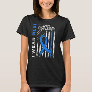 I Wear Blue Great Grandpa Diabetes Awareness Flag  T-Shirt