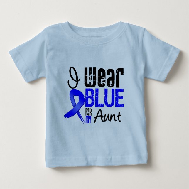 I Wear Blue Ribbon For My Aunt - Colon Cancer Baby T-Shirt (Front)