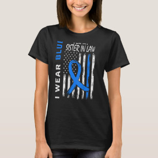 I Wear Blue Sister In Law Diabetes Awareness Flag  T-Shirt