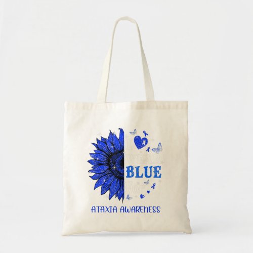 I wear Blue Twinkle Heart Sunflower Ataxia Awarene Tote Bag