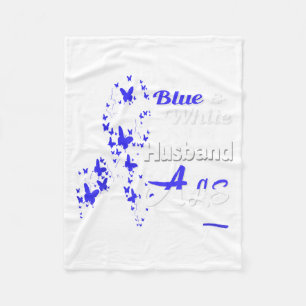 I wear blue white for my husband - als awareness fleece blanket