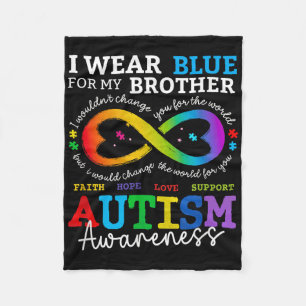 I Wear Blues For My Brother Autism Awareness Mom D Fleece Blanket