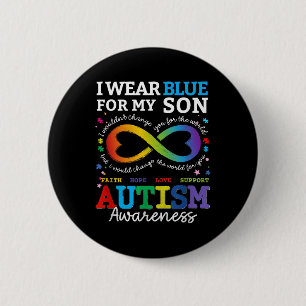 I Wear Blues For My Son Autism Awareness Mom Dad P Button