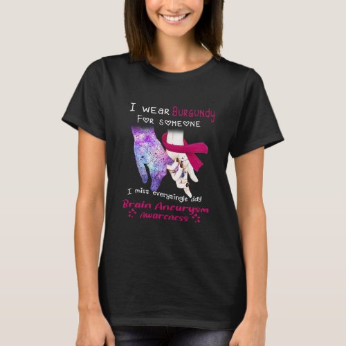 I Wear Burgundy Brain Aneurysm Awareness T_Shirt