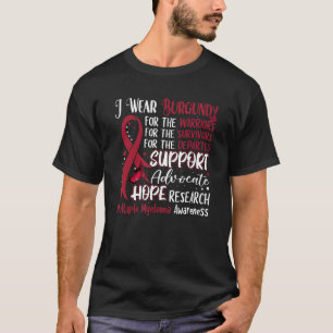 I Wear Burgundy Butterfly Support Multiple Myeloma T-Shirt