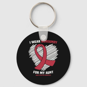 I Wear Burgundy For My Aunt Brain Aneurysm Awarene Keychain