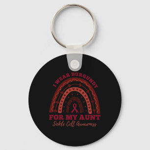 I Wear Burgundy For My Aunt Rainbow Sickle Cell Aw Keychain