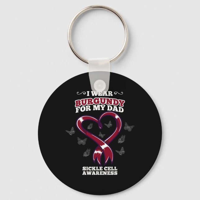 I Wear Burgundy For My Dad Sickle Cell Awareness 5 Keychain (Front)