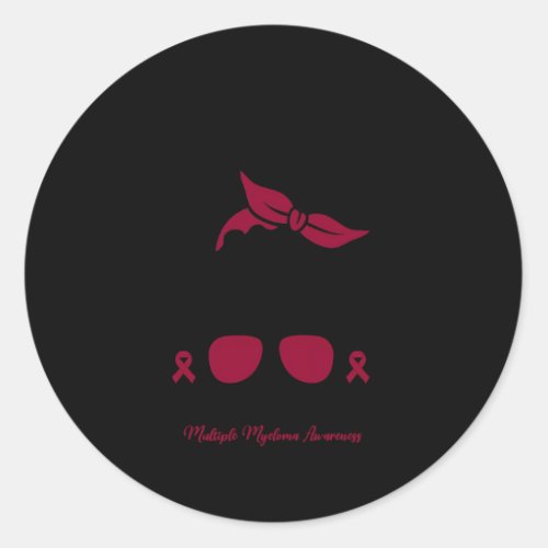 I Wear Burgundy For My Mom Multiple Myeloma Cancer Classic Round Sticker