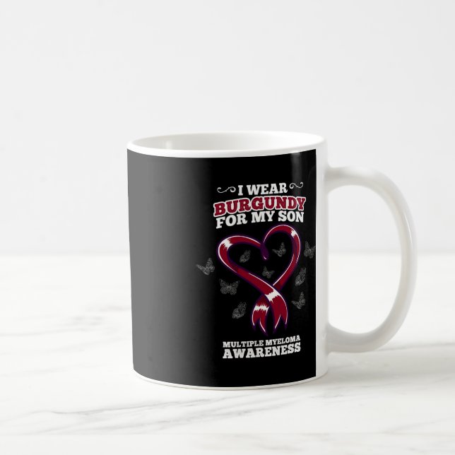 I Wear Burgundy Son Multiple Myeloma Awareness Blo Coffee Mug (Right)