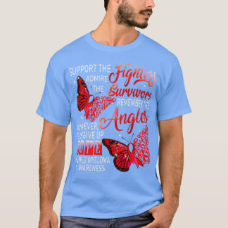 I Wear Burgundy Support Fighters Multiple Myeloma T-Shirt