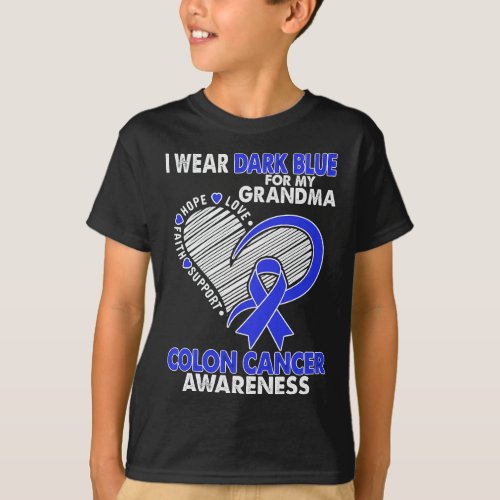 I Wear Dark Blue For Grandma Colon Cancer Awarenes T_Shirt