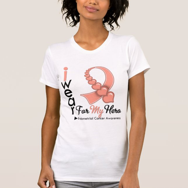 I Wear Endometrial Cancer Ribbon For My Hero T-Shirt (Front)