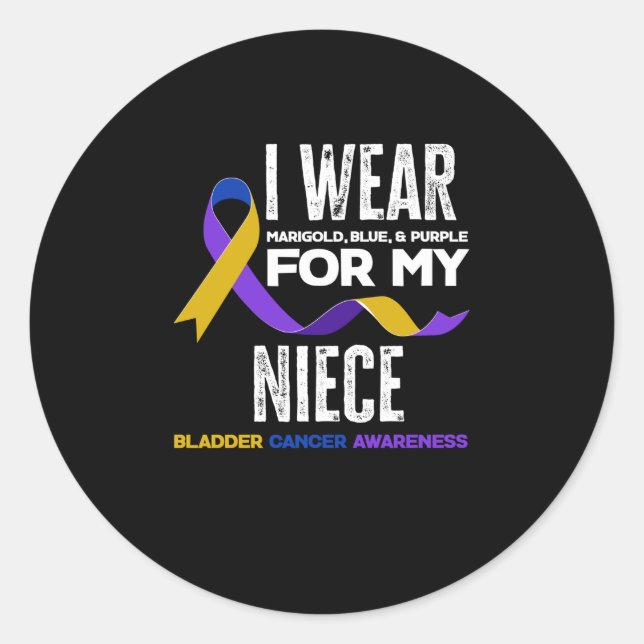 I Wear For My Niece Bladder Cancer Awareness Classic Round Sticker (Front)