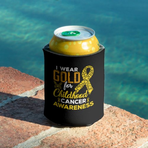 I Wear Gold For Childhood Cancer Awareness Can Cooler