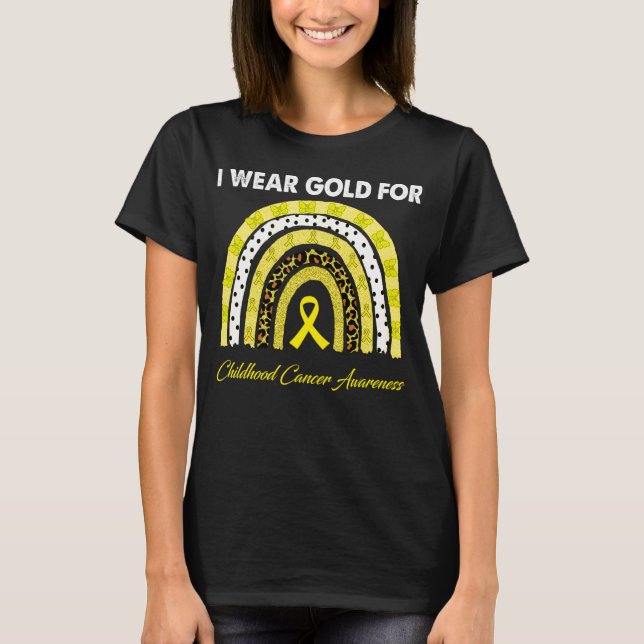 i wear Gold for Childhood Cancer Awareness Gold  T-Shirt (Front)