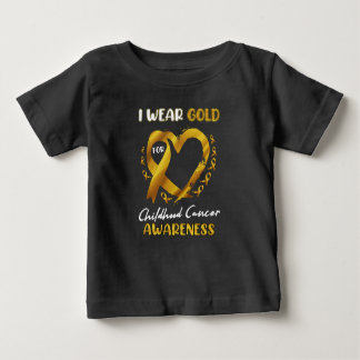 I Wear Gold For Childhood Cancer Awareness Heart L Baby T-Shirt