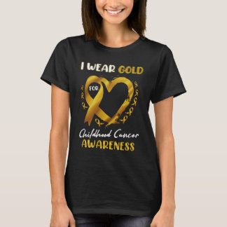 I Wear Gold For Childhood Cancer Awareness Heart L T-Shirt