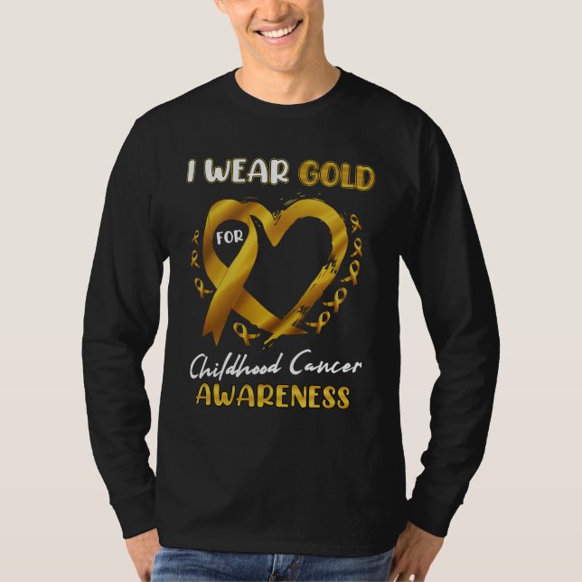 I Wear Gold For Childhood Cancer Awareness Heart L T-Shirt (Front)