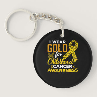 I Wear Gold For Childhood Cancer Awareness Keychain