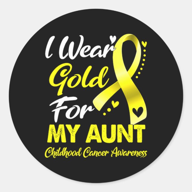 I Wear Gold For My Aunt Childhood Cancer Awareness Classic Round Sticker (Front)