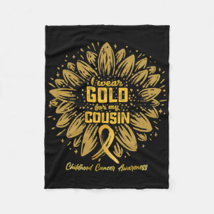 I Wear Gold For My Cousin - Gold Sunflower Childho Fleece Blanket