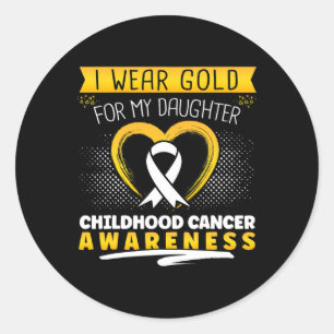 I Wear Gold For My Daughter Heart Classic Round Sticker