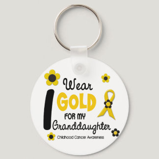 I Wear Gold For My Granddaughter 12 FLOWER VERSION Keychain