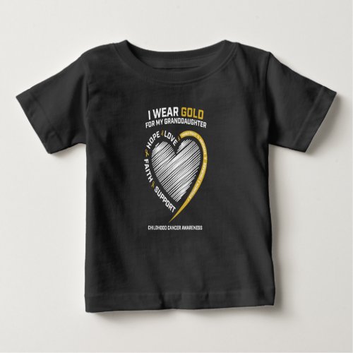 I Wear Gold For My Granddaughter Childhood Baby T_Shirt