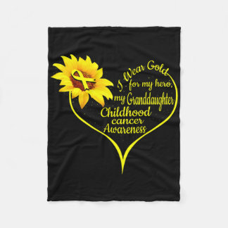 I Wear Gold For My Granddaughter Childhood Cancer Fleece Blanket