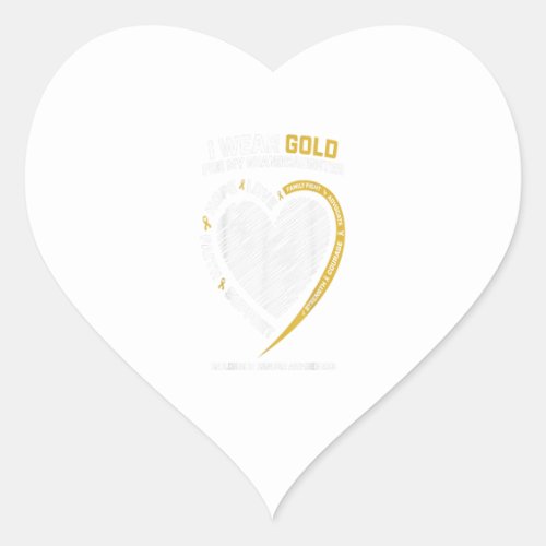 I Wear Gold For My Granddaughter Childhood Cancer Heart Sticker