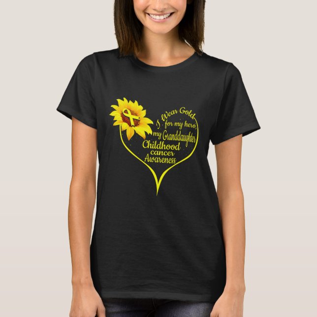 I Wear Gold For My Granddaughter Childhood Cancer  T-Shirt (Front)