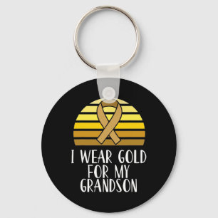 I Wear Gold for My Grandson Childhood Cancer Aware Keychain