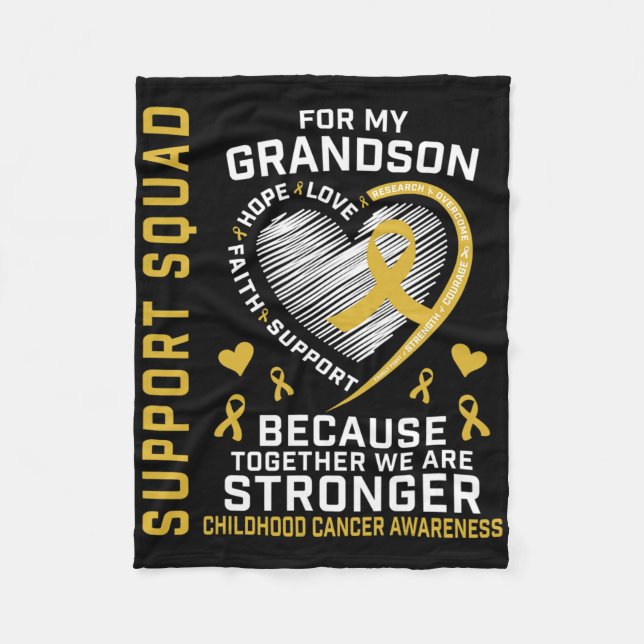 I Wear Gold For My Grandson Childhood Cancer Suppo Fleece Blanket (Front)