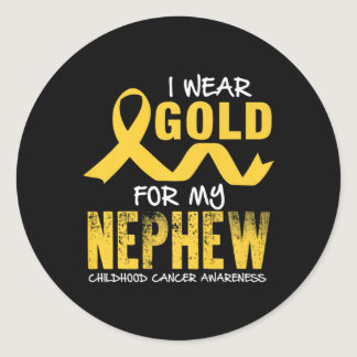I Wear Gold For My Nephew Childhood Cancer Awarene Classic Round Sticker