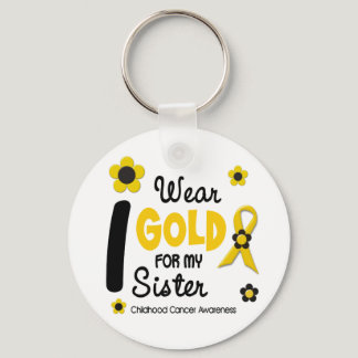 I Wear Gold For My Sister 12 FLOWER VERSION Keychain