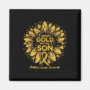 I Wear Gold For My Son - Gold Sunflower Childhood Magnet