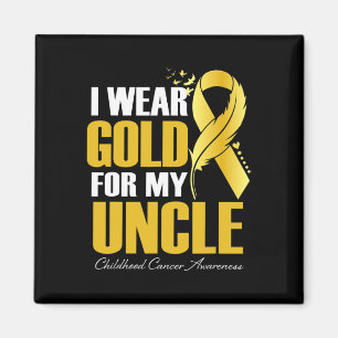I Wear Gold For My Uncle Childhood Cancer Feather  Magnet