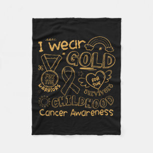 I Wear Gold For The Childhood Cancer Awareness Gol Fleece Blanket