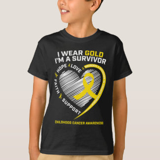 I Wear Gold I'm A Survivor Kids Childhood Cancer A T-Shirt