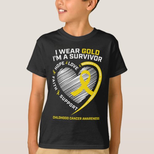 I Wear Gold Im A Survivor Kids Childhood Cancer A T_Shirt