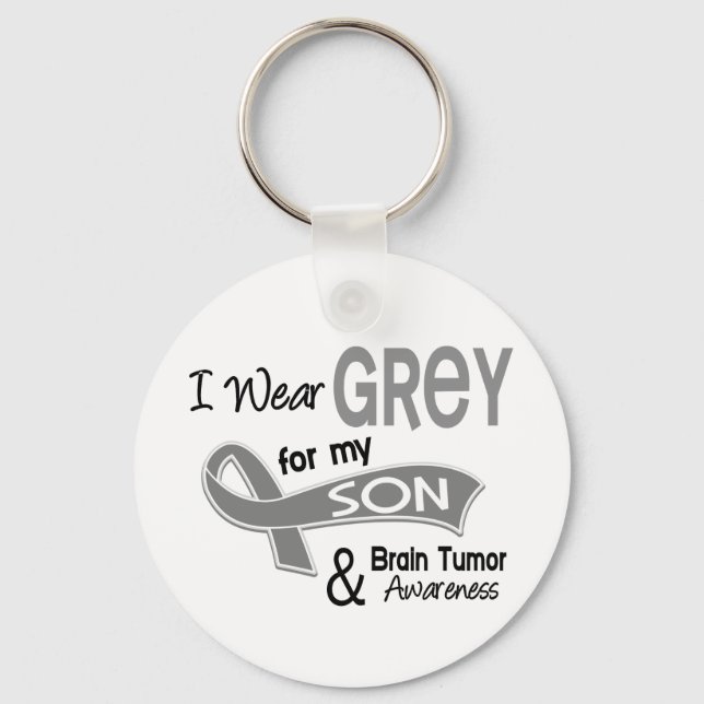 I Wear Gray 42 Son Brain Tumor Keychain (Front)